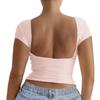 Kaikuo Transfronterizo Primavera/Verano 2026 Amazon Color Sólido Cuello Redondo Espalda Descubierta Manga Corta Sexy Ajustado Y2K Top Camiseta Ropa de Mujer