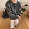Ropa de Punto Retro Americana con Cuello Henley para Hombre 2025 Otoño e Invierno Nuevo Estilo Ropa de Punto Estilo Lazy Chaqueta Cleanfit