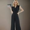 Transfronterizo 2025 Verano Nuevo Estilo Coreano Elegante Vestido Ajustado Cuello Cintura Pantalones de Pierna Ancha Moda Pantalones Profesionales