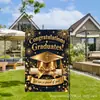 Bandera de Jardín para Fiesta de Graduación Negro Oro Lentejuelas Diseño de Birrete Decoración para Fiesta de Ceremonia Telón de Fondo Muro de Fotos