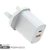 Materiais Ecológicos Marca de Segurança Certificado Cb Norma Britânica Carregamento Rápido Pd20W Qc3.0+Tipo-C Carregamento Rápido Duplo