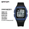 Reloj Despertador de Doble Hora Sanda para Hombres y Mujeres, Reloj Electrónico Unisex Impermeable en Forma de Barril con Temporizador de Cuenta Regresiva y Funciones Multifuncionales