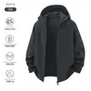 Chaqueta softshell alternativa Dijia para otoño e invierno, cortavientos con capucha cálida de forro polar fino, chaqueta impermeable y a prueba de viento para exteriores para hombre