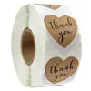 Comércio Exterior Mais Vendido Rolo de Papel Kraft em Formato de Coração Adesivos de Agradecimento Autoadesivos Artesanais Decoração de Casamento Aniversário Etiquetas