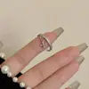 Anel Aberto de Metal de Alta Qualidade Estilo Coreano com Cruz Micro-Incustada Anel de Empilhamento Personalizado Ajustável