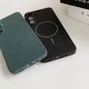 Capa de Celular Magnética Forte de Silicone Líquido Imitado com Furos Finos e Cor Sólida para Samsung S25/S24/S23 Huawei