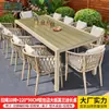 Juego de Muebles de Exterior Mojia para Cafetería, Balcón al Aire Libre, Jardín, Terraza, con Mesas y Sillas de Madera Plástica Cubiertas de Tela