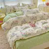Novo conjunto de quatro peças em sarja espessa escovada, algodão puro, adequado para dormitórios estudantis, conjunto de três peças com lençol e fronha, entrega de presente disponível
