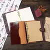 Caderno de Couro Padrão Vintage Personalizado A5, Caderno de Viagem de Couro Bovino Genuíno com Fivela, Bloco de Notas de Folhas Soltas