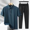 [Directo de fábrica] Selección 2024 explosiones verano hielo seda sin costuras manga corta camiseta polo camisa pantalones conjunto