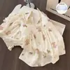 Pijama con Almohadillas para el Pecho para Mujer, Textura de Algodón Nube de Verano, Sensación de Alta Gama, Se Puede Usar Afuera, Pantalones Cortos de Tirantes de Dibujos Animados, Conjunto de Ropa para el Hogar