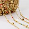 Cadena de acero inoxidable con cuentas redondas de colores, cadena con borlas para mujer, cadena para clavícula, cadena para suéter, collar, accesorios de joyería