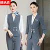 Traje de moda estilo chino para personal de recepción de hotel, nueva ropa de trabajo estilo chino con cierres de botones para departamentos de ventas y joyerías, traje de trabajo para mujer