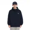 Sudadera con Capucha y Media Cremallera Estilo Americano para Hombre y Mujer 2025 Nueva Ropa de Pareja Estilo Japonés Chaqueta Casual Azul Marino Gris Albaricoque