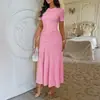 Vestido Largo de Manga Corta con Botones Estilo Simple y Elegante Europeo y Americano Diyun Ropa para Mujer Otoño e Invierno 2025 Sitio Independiente de Amazon