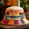Modelo Novo de Chapéu Balde Arco-Íris Bordado Acolchoado Estampado Padrão Carro de Viagem para Viagens Transfronteiriças Website Independente Chapéu de Sol Unissex