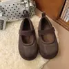 Sapatos Mary Jane Elegantes de Solado Grosso com Forro de Pelúcia, Corte Baixo, Aumento Interno da Altura, Tira Única, Estilo Coreano, Bico Redondo, Sapatos de Algodão para Mulheres, Outono/Inverno 2026