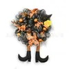 Yuqi nuevo cubo de calabaza de Halloween Guirnalda decoración festival de fantasmas bruja bruja cinta atmósfera del hogar colgante de puerta