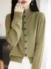 Nuevo Cárdigan de Punto Andy de Terciopelo Otoño/Invierno 2026 Cuello Semi Alto Manga Larga para Mujer Color Sólido Holgado Versátil Abrigo