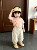 Conjunto de Verano para Niñas Estilo Coreano Bebé Verano Camiseta Lisa Delgada + Pantalones Casuales de Linterna Conjunto Versátil de Dos Piezas para Salir