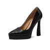 Zapatos de Mujer de Piel de Oveja en Relieve con Punta Impermeables Plataforma Tacón Grueso Estilo Nuevo de Comercio Exterior 2026 Zapatos de Mujer de Suela Gruesa Tacón Ultra Alto Boca Baja