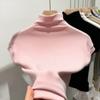 Camisa Básica Stretch Design Primavera & Outono Manga Curta Gola Alta Meia-Gola Manga Curta Camisa Básica Modal Slim Gola Alta