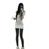 Traje Estilo Coreano Camiseta Branca Gola Redonda Manga Curta Ombro Direito para Mulheres Verão 2026 Novo Top Curto Slim Fit Cintura Marcada