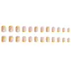 Unhas Postiças de Comércio Exterior Estilo Francês com Borda de Limão, Unhas Postiças Color-Blocking Rosa Nude e Amarelo, 24 Peças Pontas de Unha Estilo Ins