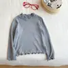 Roupa de Outono para Bebê Menina Ningli, Camiseta Estilosa e Versátil, Camiseta Básica com Gola de Renda, Blusa de Outono para Meninas