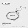 Pulseira de Aço Inoxidável Banhada a Ouro 18K Personalizada Transfronteiriça Ins Pulseira Simples com Pingente Redondo Ajustável com Cordão de Contas