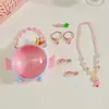 Conjunto de Colares de Princesa para Crianças 61 Peças Acessórios de Cabelo para Meninas Caixa de Presente Joias Atacado Presente Dia das Crianças Certificado Ecológico