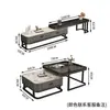 Mesa de centro italiana sala de estar hogar superficie brillante mesa de centro de placa de roca lujo ligero moderno simple apartamento pequeño madera maciza cuadrada mesa auxiliar