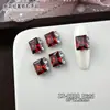 Piedra de Circonita Roja Brillante Pedrería Apilable Pedrería Roja de Lujo Forma Cuadrada Forma de Corazón Acabado Arte de Uñas Hecho a Mano Pedrería Apilable