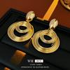 Aretes Geométricos de Metal con Aguja de Plata Electrochapados en Oro Real Aretes Rectangulares Irregulares Transfronterizos Aretes Simples de Alta Gama para Mujer