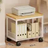Suporte para impressora, pequena prateleira dupla de bancada, estante de armazenamento multi-camadas de piso para escritório, suporte de armazenamento para computador