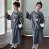 Conjunto de Ropa de Otoño para Niñas 2026 Nuevo Estilo Coreano Ropa de Primavera y Otoño para Niños Mayores, Sudadera Holgada y Falda de Moda