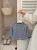 Sudadera con capucha a rayas para bebé, ropa de otoño para niños, sudadera ligera casual de punto, top versátil estilo coreano para bebé, prenda base