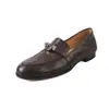 ¡Primer encuentro con el estilo de dinero viejo! Mocasines vintage de hebilla metálica para mujer, zapatos planos de piel desgastada