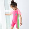 Traje de baño para bebé Niños Lindo Niño y Niña Estudiante Gorro de natación Dibujos Animados Manga Corta Traje de una Pieza Traje de Surf Combinación