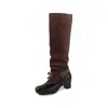 Botas de Caballero Color Block Británico de 5 cm al por Mayor Otoño/Invierno 2026 Comercio Exterior Punta Redonda Tacón Grueso Con Cordones Botas Altas Botas Apiladas