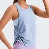 Chaleco de Yoga Transpirable de Secado Rápido Transfronterizo para Mujer, Top Deportivo Holgado de Cuello Redondo sin Mangas con Dobladillo Ajustable, Cubierta de Yoga