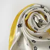 Lenço de Cabeça Estampado de Bolinhas com Flor de Camélia, Lenço Quadrado Transfronteiriço Europeu e Americano da Moda, Lenço de Seda de Alta Qualidade, Faixa de Cabelo Retrô, Top Tubo Atacado
