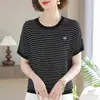 Novos Tops de Malha de Manga Curta para Mães Verão 2026, Camisetas Modernas para Mulheres de Meia-Idade e Idosas