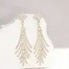 Nuevos Pendientes Largos Transfronterizos con Cadena de Garras, Espina de Pescado Completamente de Diamante, Pedrería de Copo de Nieve, Pendientes de Moda al por Mayor E844