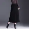 Falda de Cachemira Elástica en la Cintura Línea A para Mujer 2026 Otoño/Invierno Nueva Cintura Alta que Cubre la Cadera Longitud Media Elegante Falda de Dobladillo Ancho