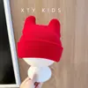 Touca de Bebê Outono e Inverno Quente Cor Lisa Versátil Fofa Chapéu de Chifre Super Fofo para Bebê Menino e Menina Touca de Tricô com Proteção para Orelhas Tendência