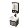 Gabinete de baño de aluminio espacial para espacios pequeños, combinación de gabinete para lavabo de baño con lavabo integrado de cerámica, inodoro impermeable