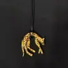 Colar Pingente Leopardo Cor de Café Tendência Único Sexy para Mulheres, Acessório Corrente Longa para Suéter com Cordão de Couro Estilo Vintage para Garotas Descoladas