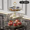 Mesa de Sobremesas Luxuosa Transparente Pet Resistente a Estilhaços Dourada Multi-Camadas Bandeja de Doces Bandeja de Frutas Banquete Festa Mesa de Bolos e Lanches
