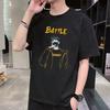 Ice Silk Roupas de manga curta masculinas casuais verão esportes bonito elástico gelo fresco fino secagem rápida respirável camiseta estampada